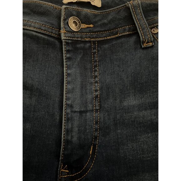 John Mark Raw Hem Crop Jeans Size 14 High Rise Stretch Blue Distressed‎ Denim - Picture 6 of 14